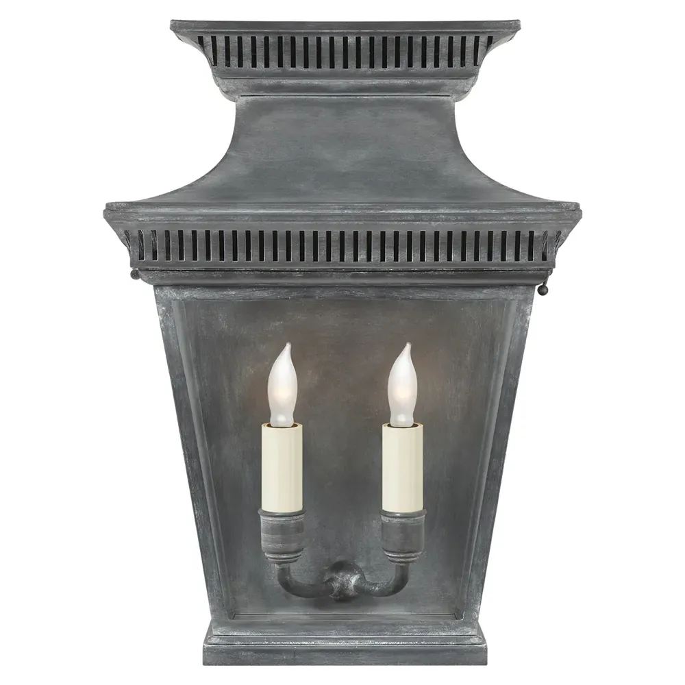 Elsinore Medium Outdoor Wall Lantern - Weathered Zinc, Metal