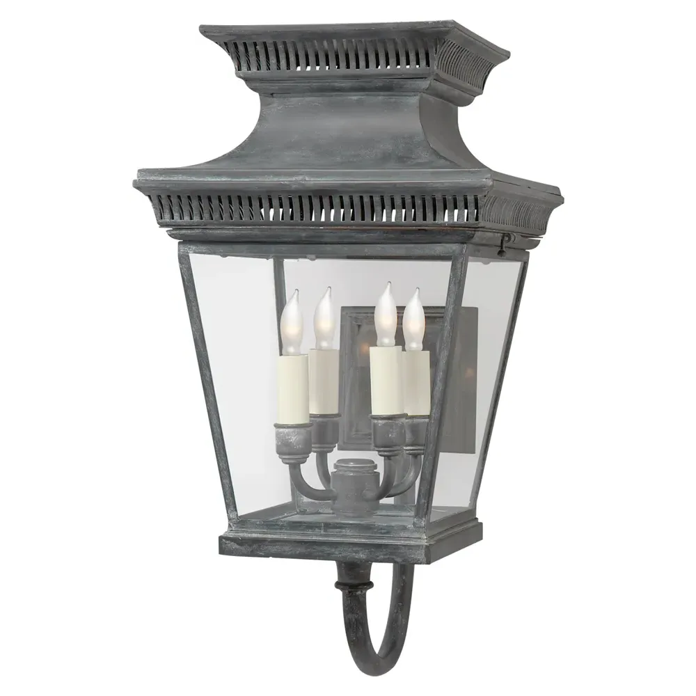 Elsinore Outdoor Bracket Lantern - Weathered Zinc, Metal