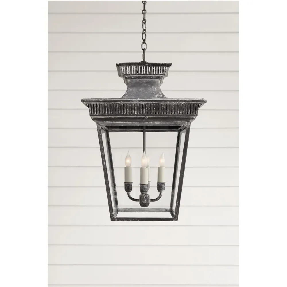 Elsinore Outdoor Hanging Lantern - Weathered Zinc, Metal