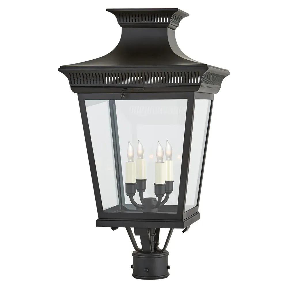 Elsinore Outdoor Post Lantern - Black, Metal