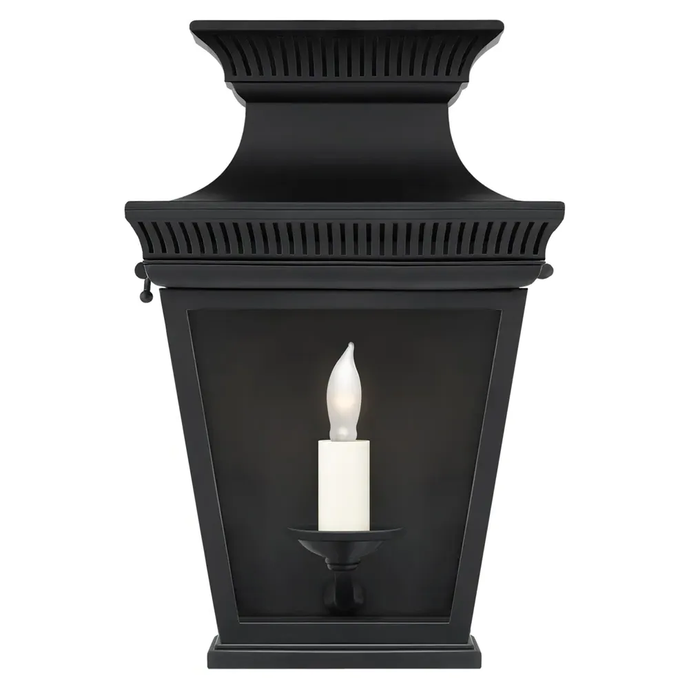 Elsinore Small Outdoor Wall Lantern - Black, Metal image