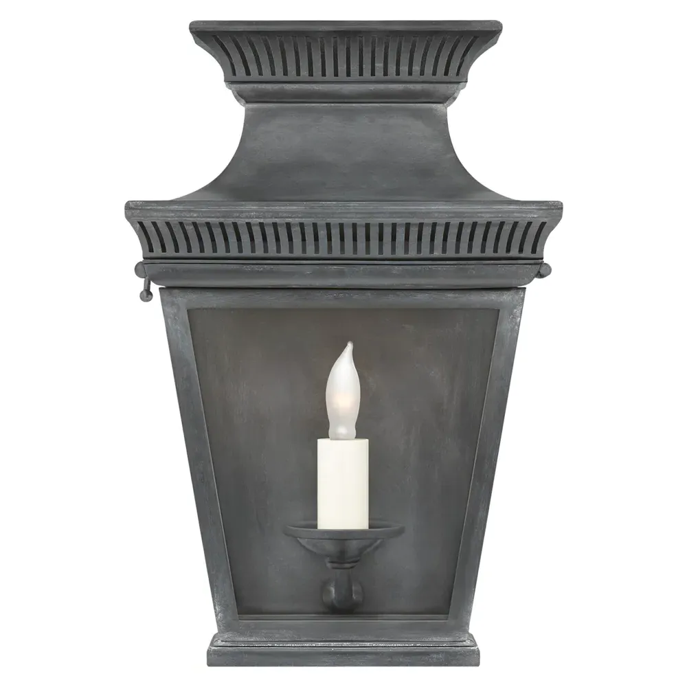 Elsinore Small Outdoor Wall Lantern - Weathered Zinc, Metal image