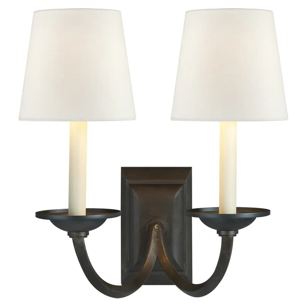 Flemish Double Sconce - Aged Iron, Linen