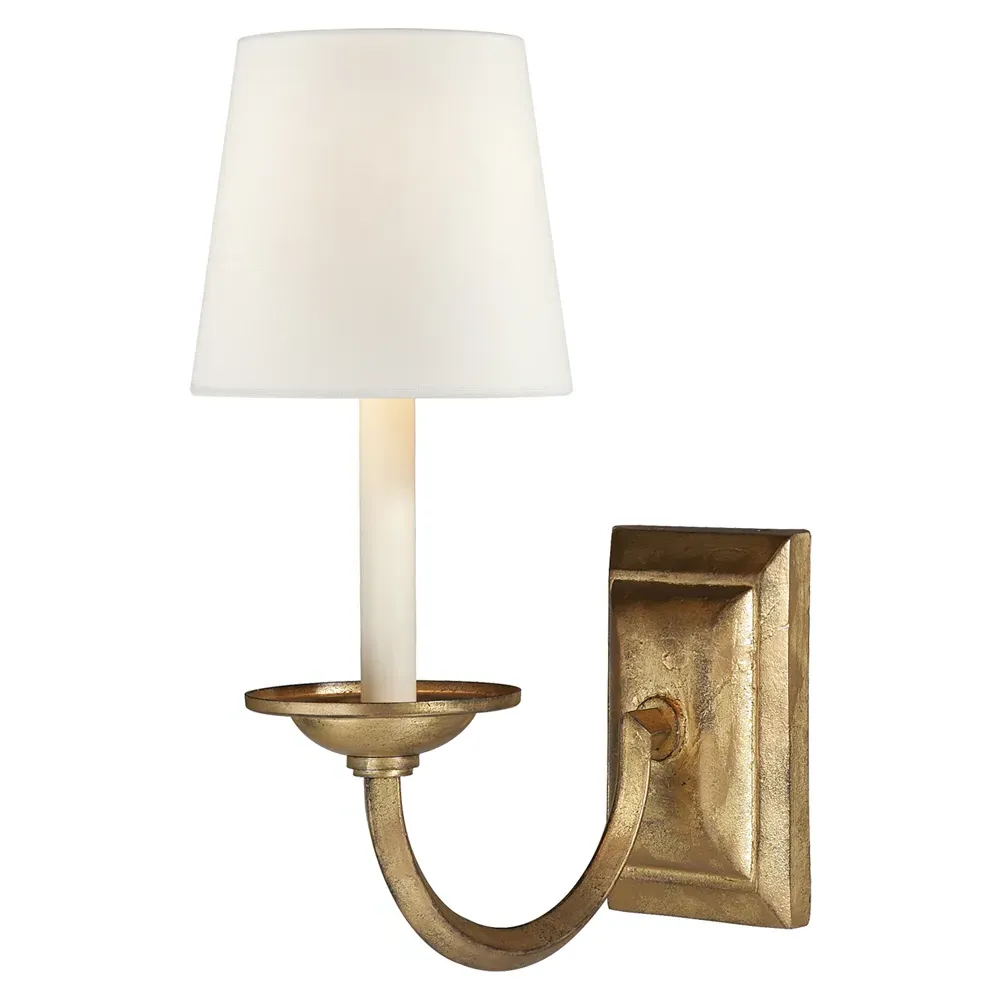 Flemish Single Sconce - Gilded Iron, Linen