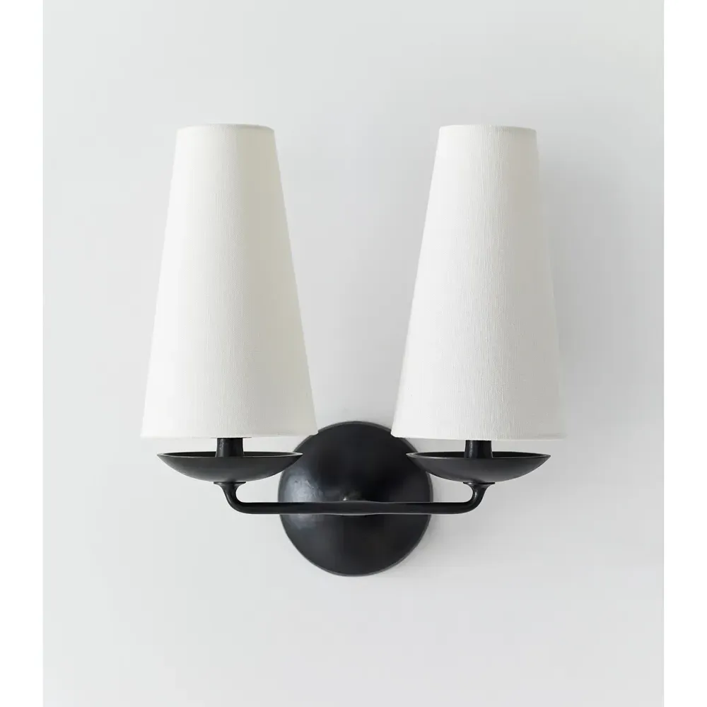 Fontaine Double Armed Sconce - Aged Iron