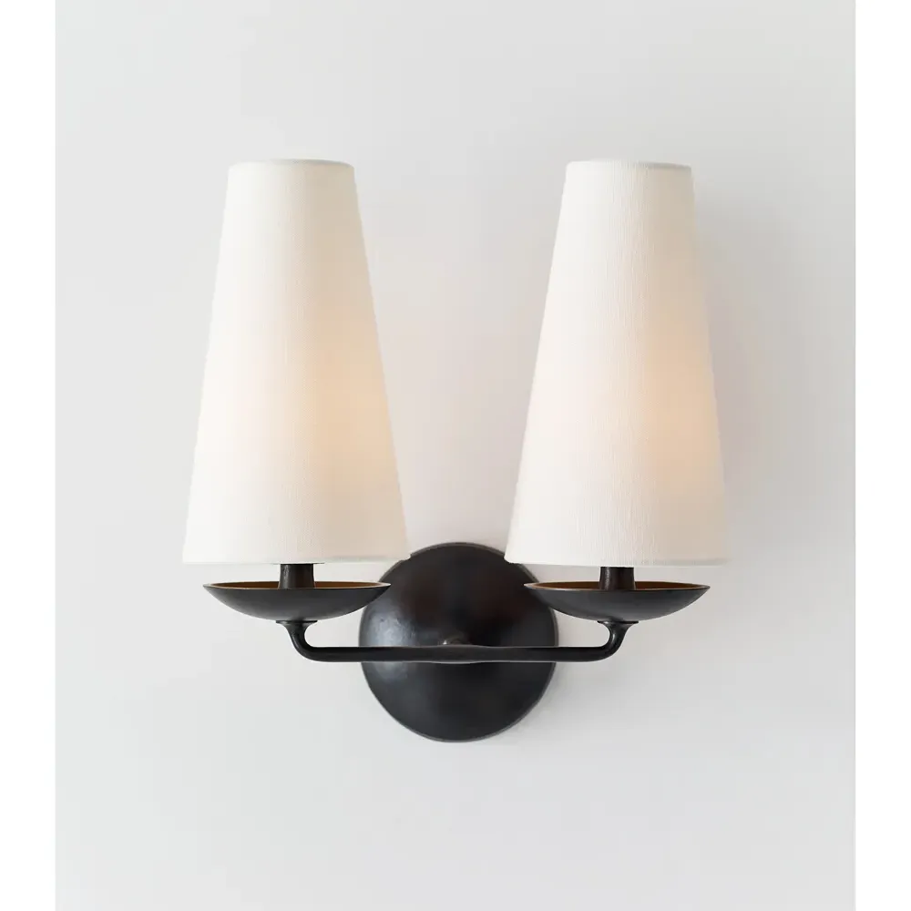 Fontaine Double Armed Sconce - Aged Iron