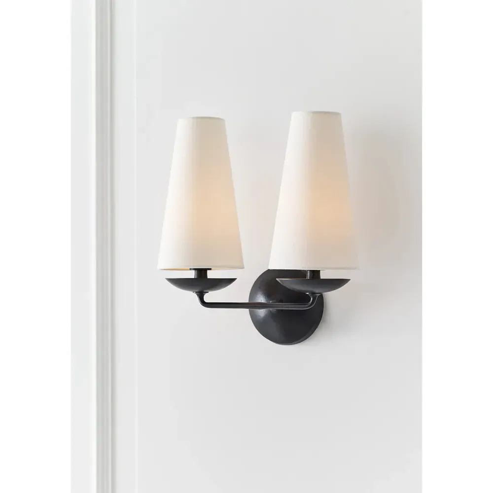 Fontaine Double Armed Sconce - Aged Iron
