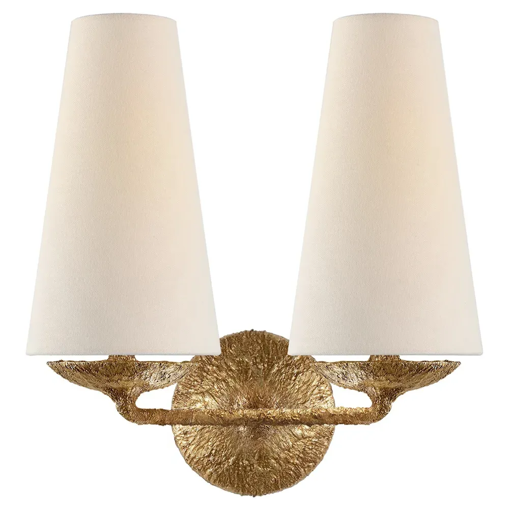 Fontaine Double Sconce - Gilded Plaster, Linen image