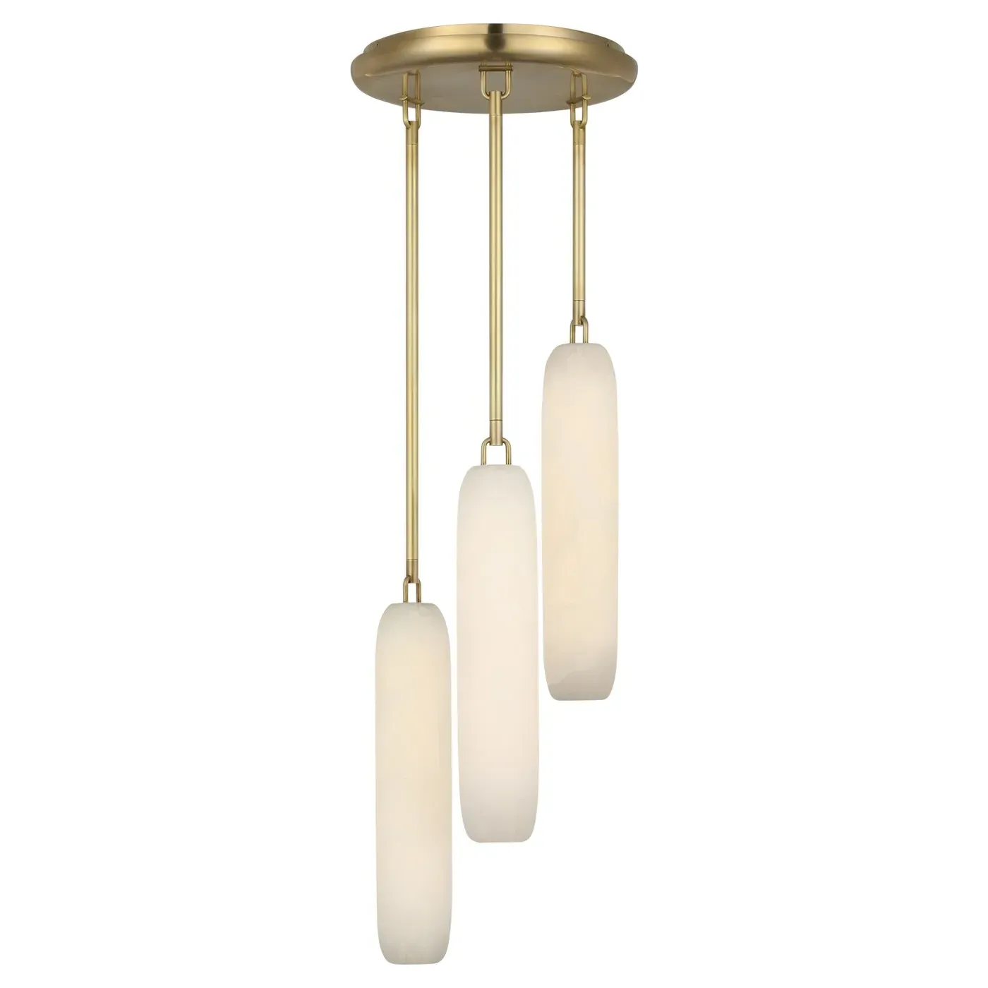Formosa 3 Light Pendant - White Alabaster, Brass