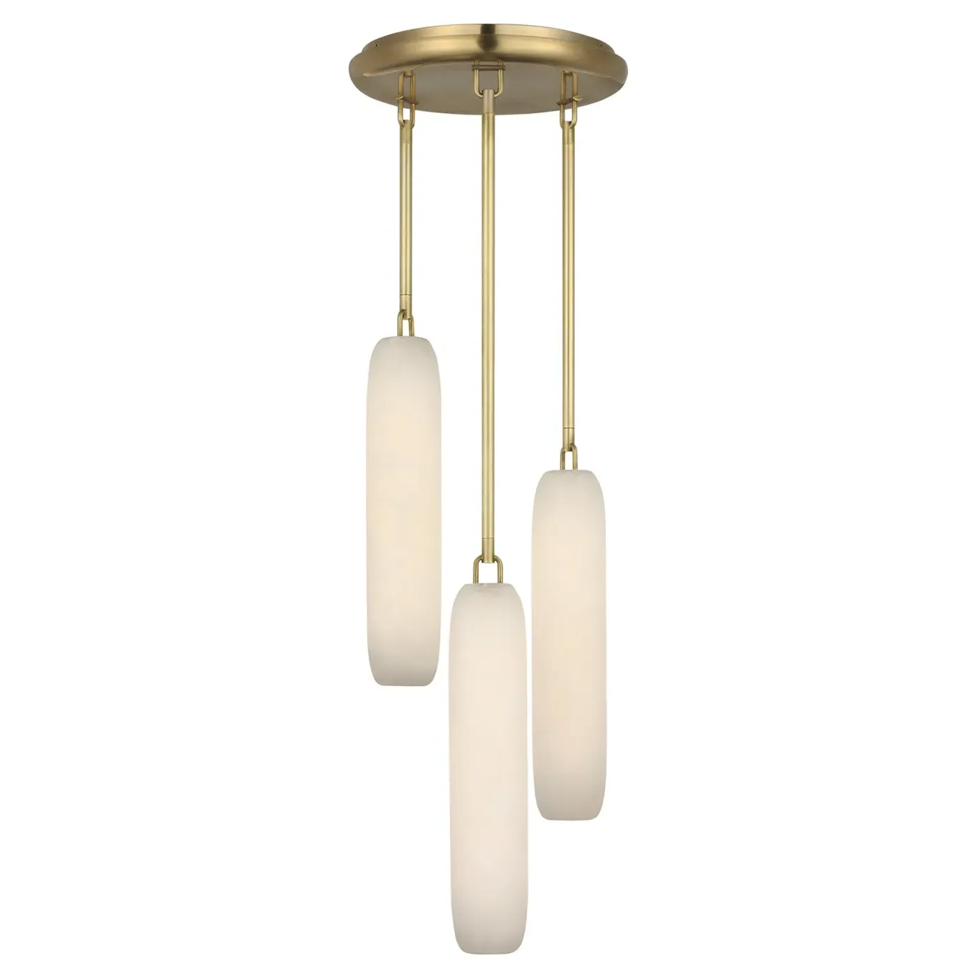 Formosa 3 Light Pendant - White Alabaster, Brass