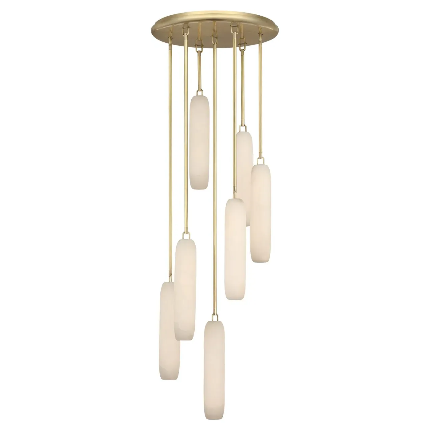 Formosa 7 Light Pendant - White Alabaster, Brass