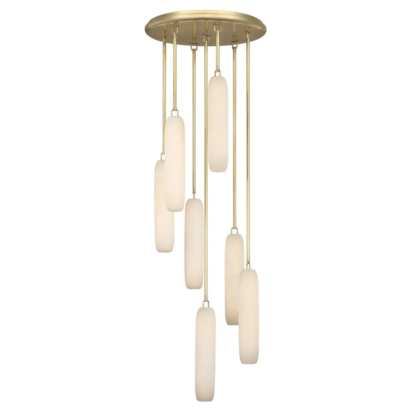 Formosa 7 Light Pendant - White Alabaster, Brass