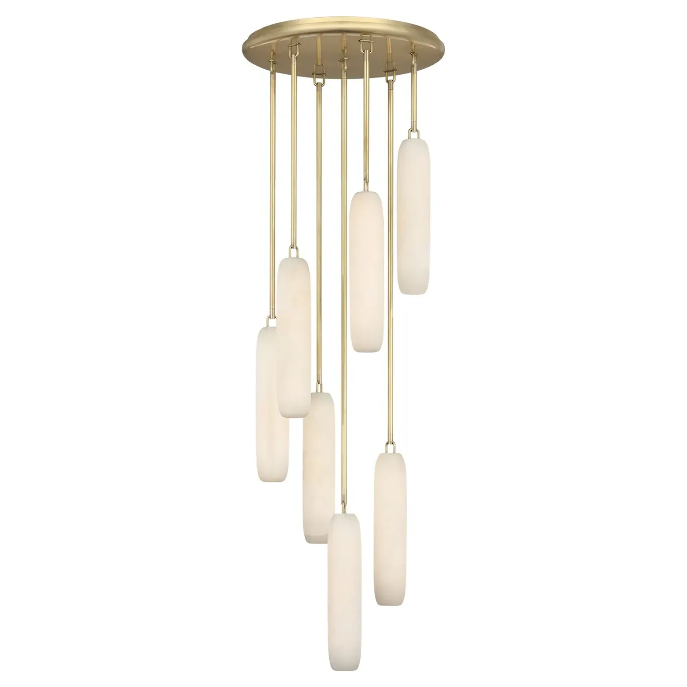 Formosa 7 Light Pendant - White Alabaster, Brass