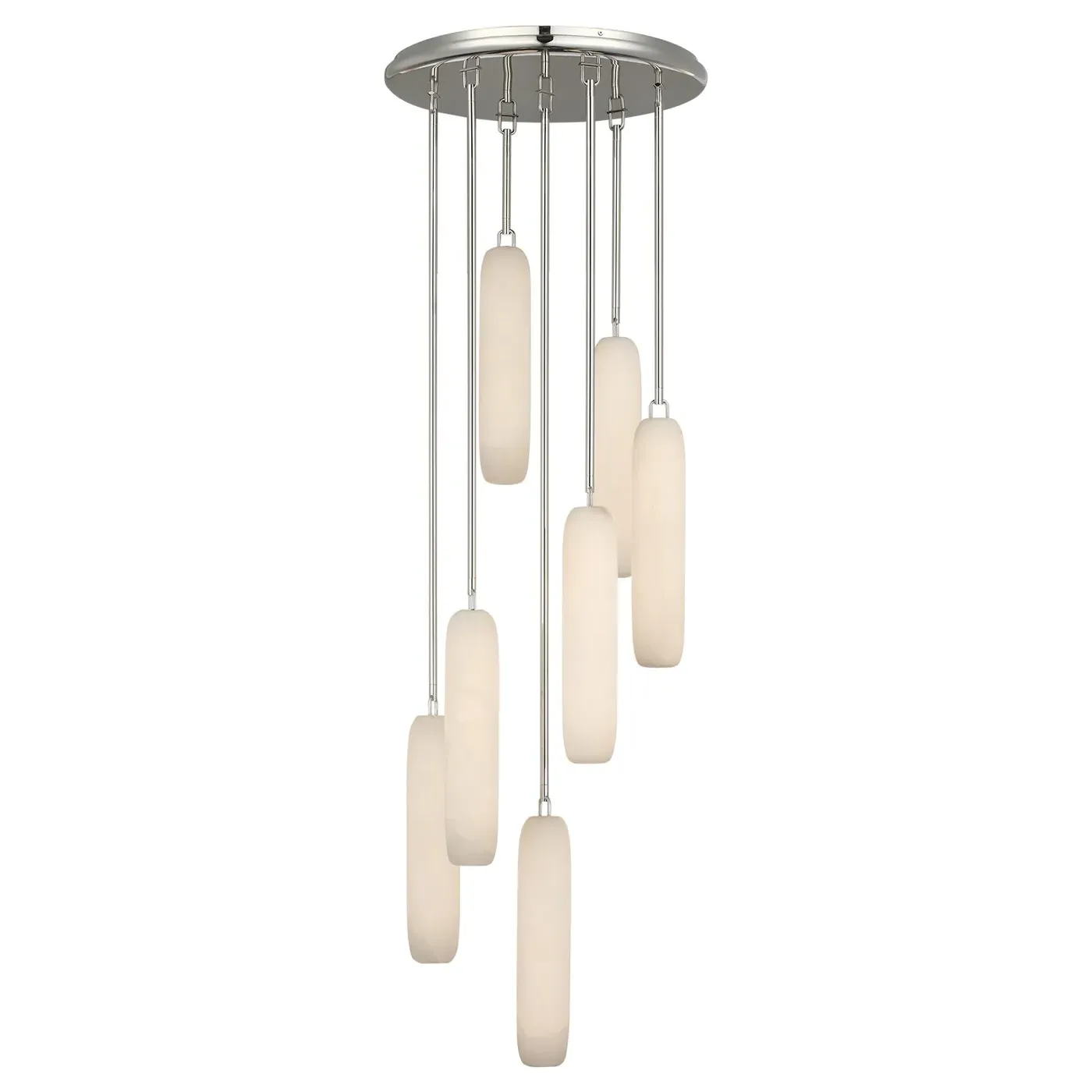 Formosa 7 Light Pendant - White Alabaster, Polished Nickel
