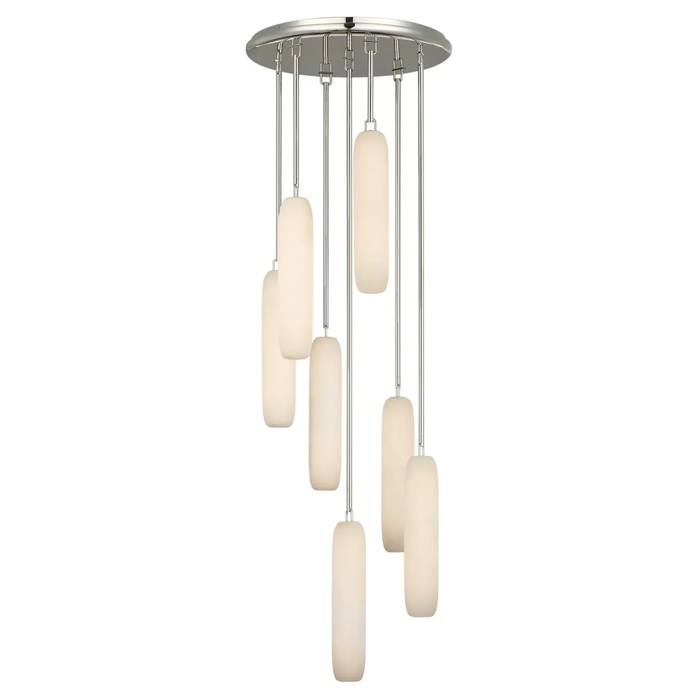 Formosa 7 Light Pendant - White Alabaster, Polished Nickel