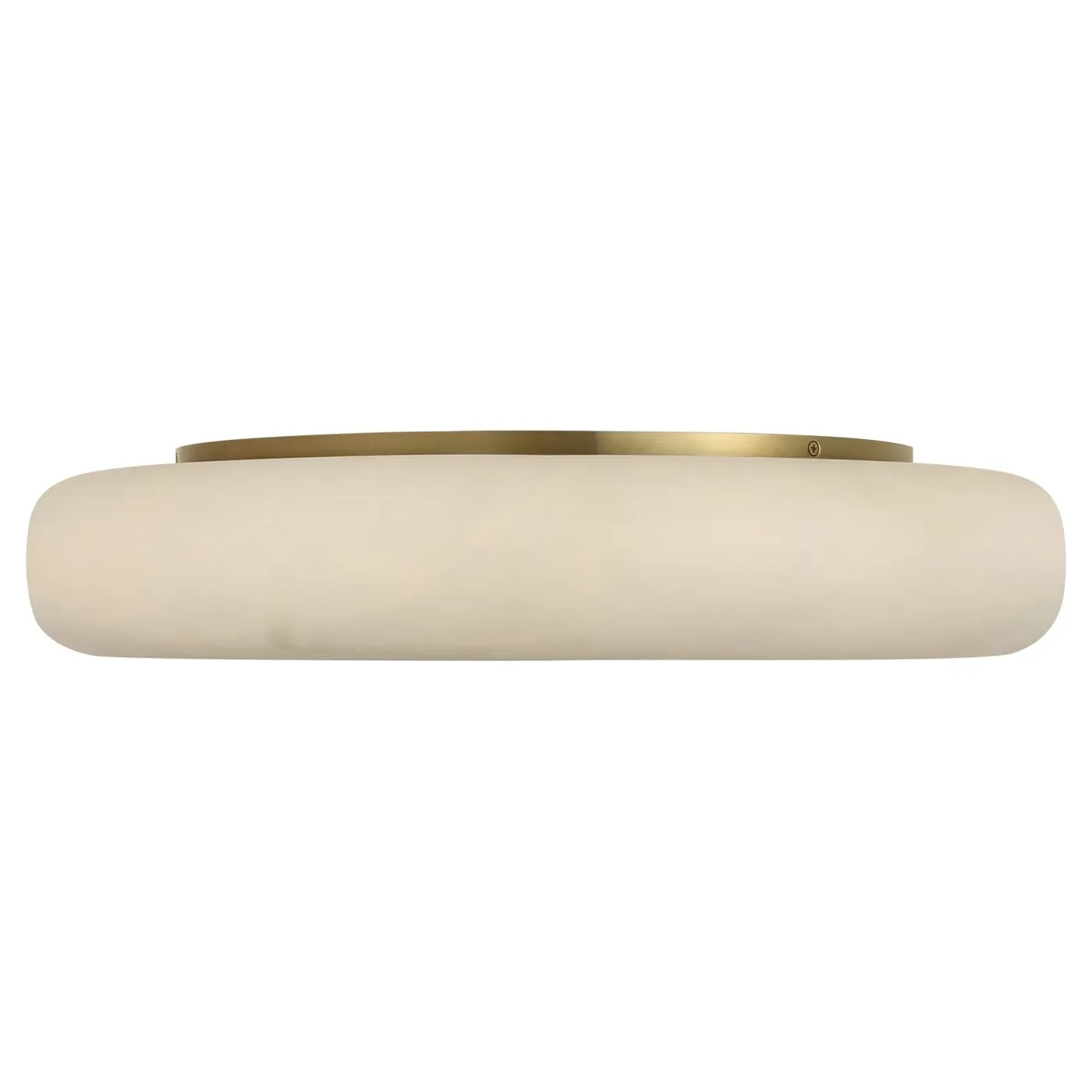 Formosa Large Round Flush Mount - White Alabaster, Brass