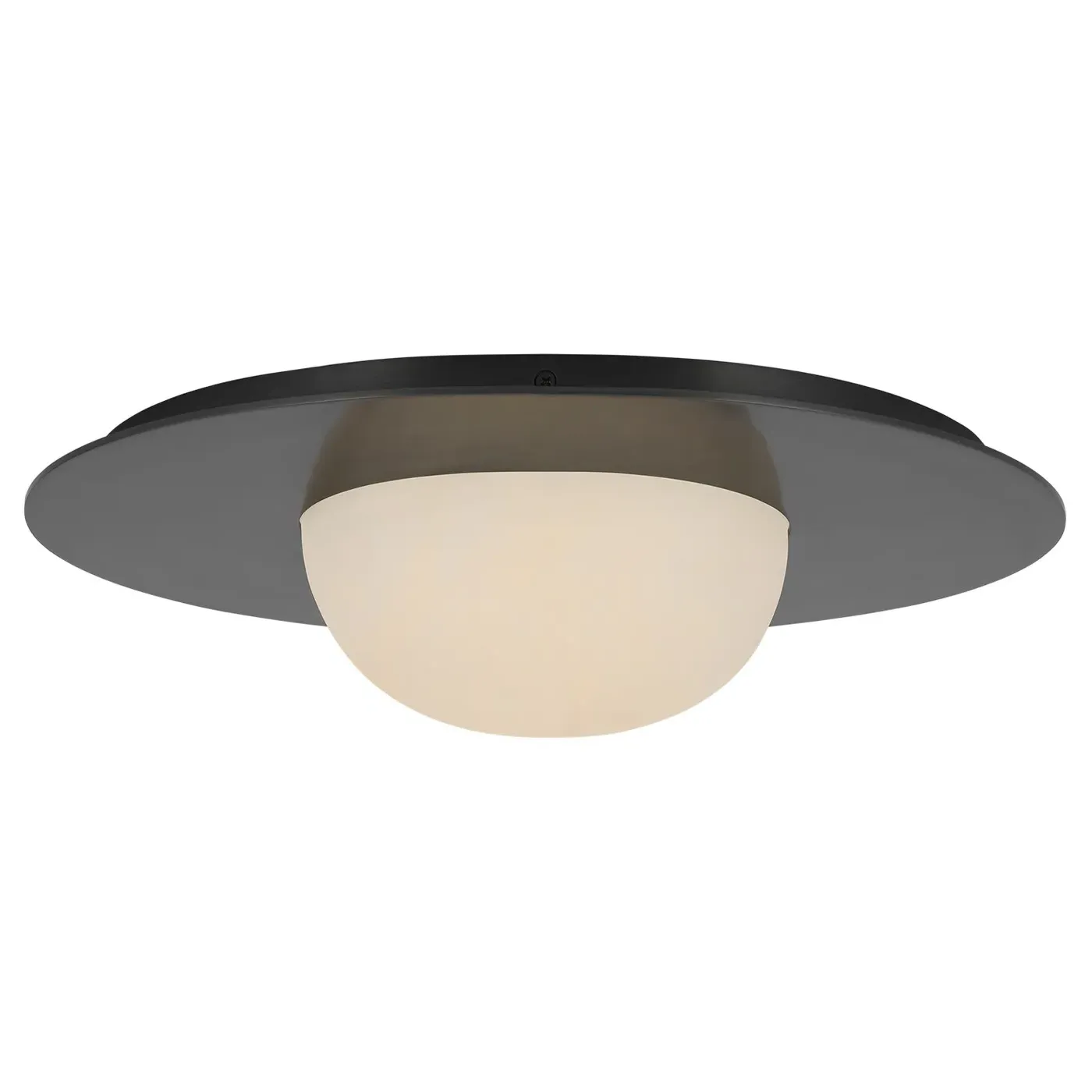 Fosse 15" Flush Mount - White Alabaster, Brass