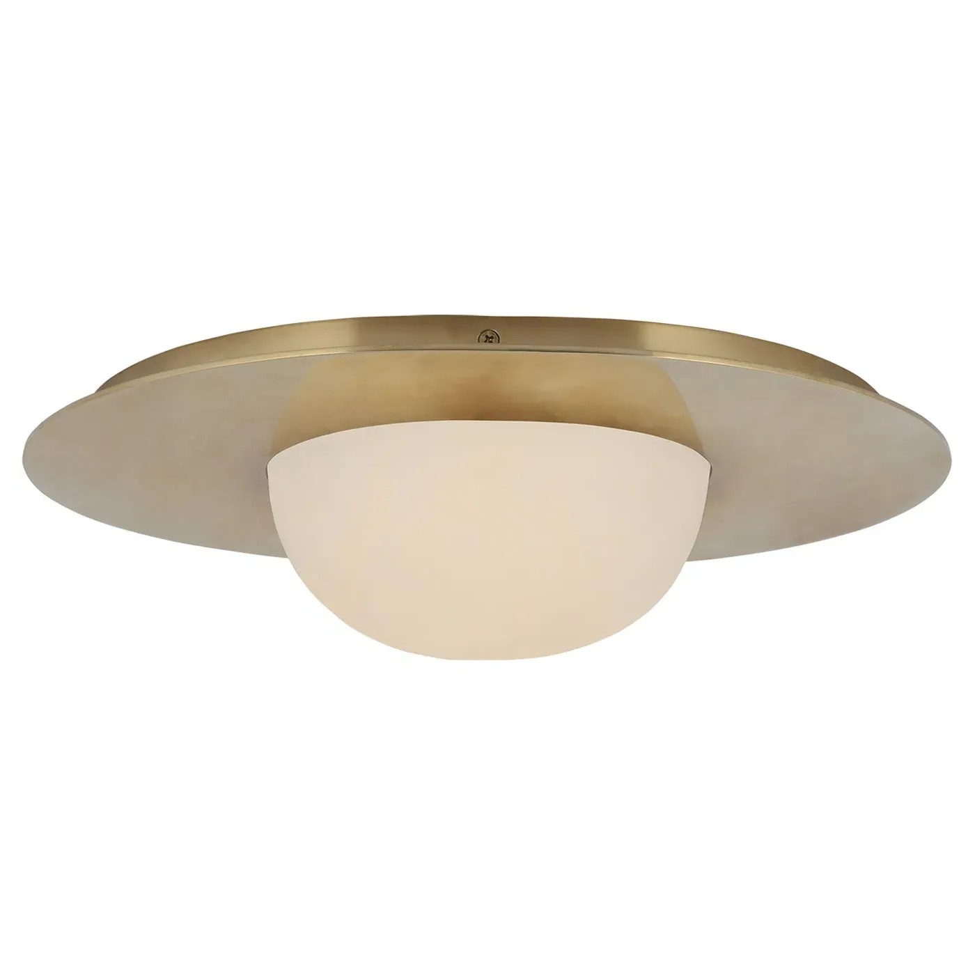 Fosse 15" Flush Mount - White Alabaster, Brass image