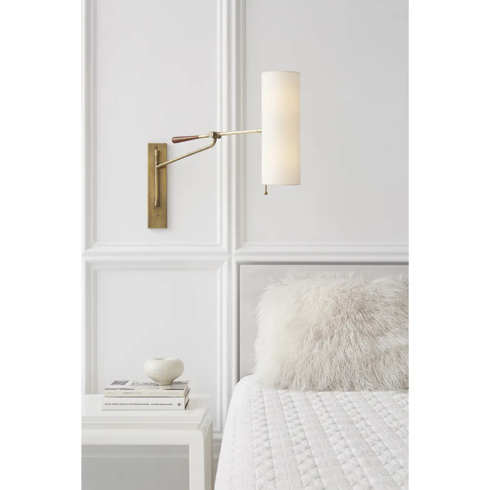 Frankfort Swing Arm Sconce - Antique Brass, Mahogany