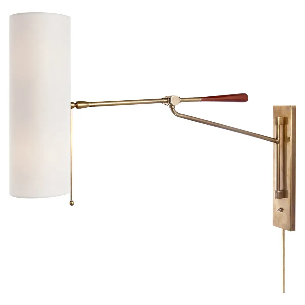 Frankfort Swing Arm Sconce - Antique Brass, Mahogany image