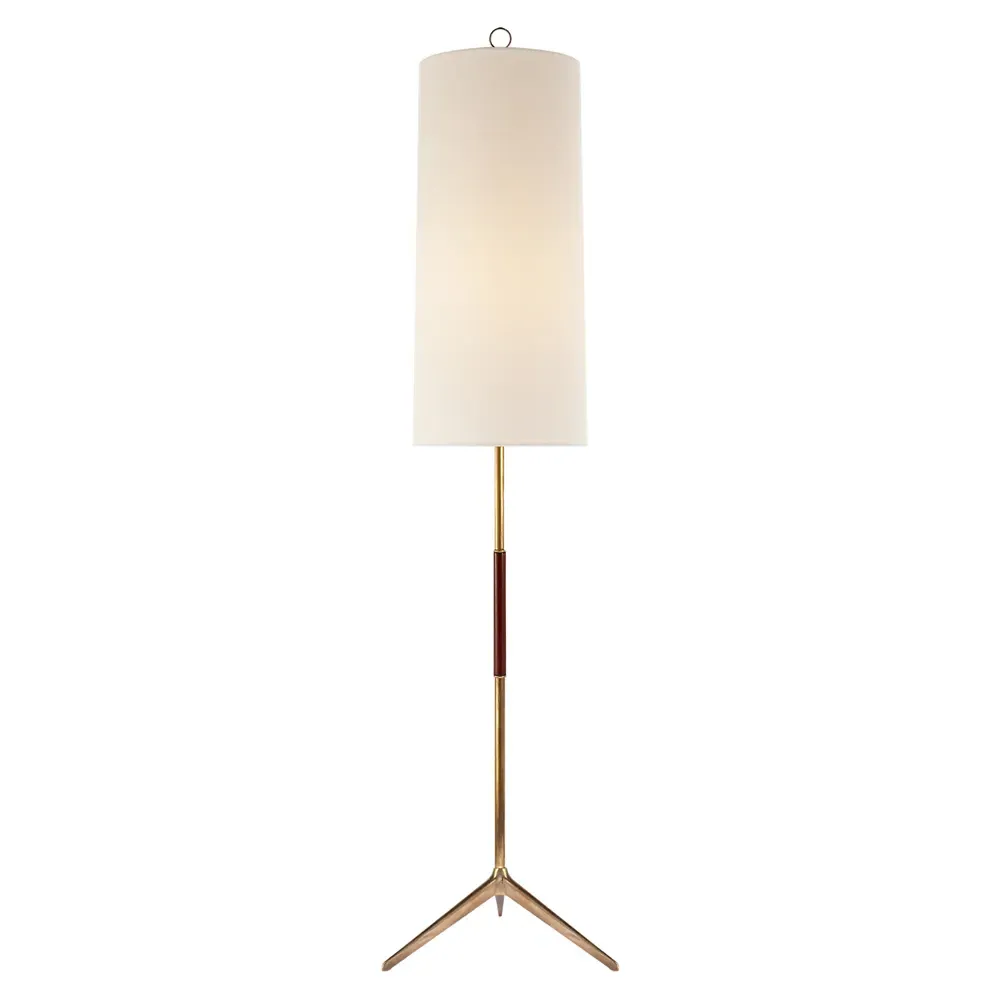 Frankfort Tripod Floor Lamp - Antique Brass, Mahogany