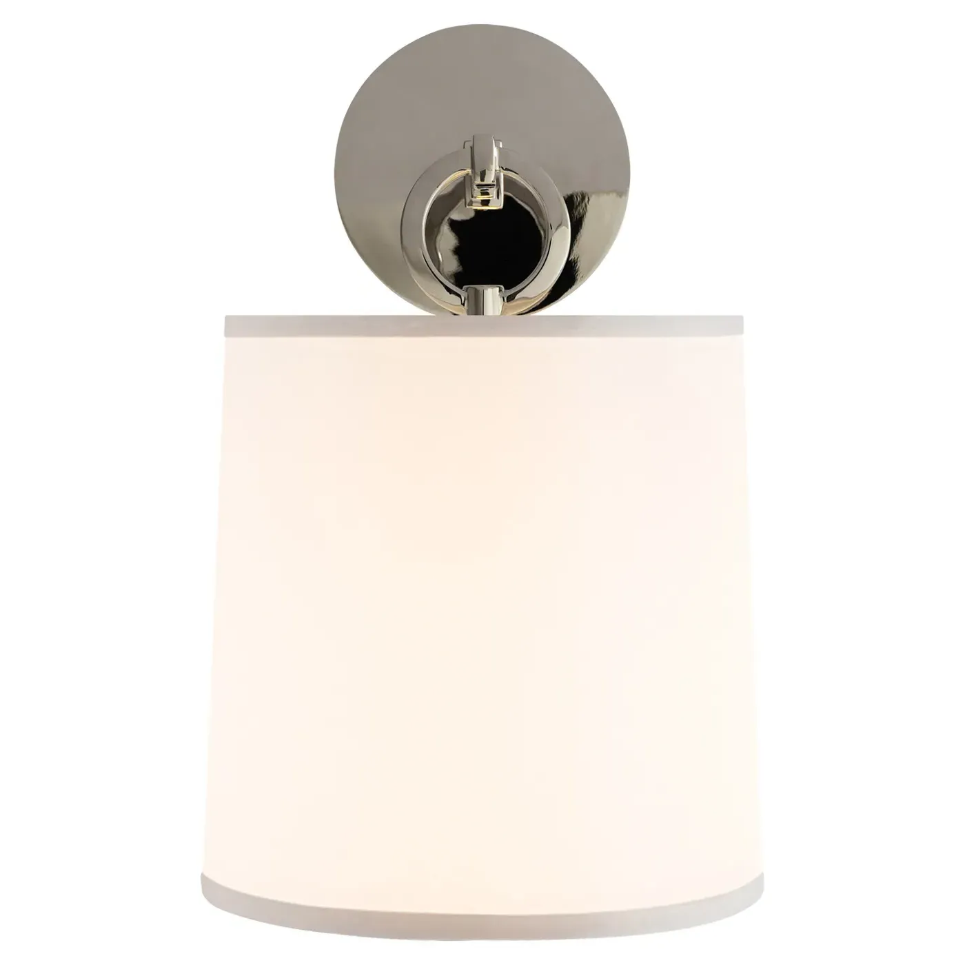 French Cuff Armed Sconce with Silk Shade - Polished Nickel, Metal