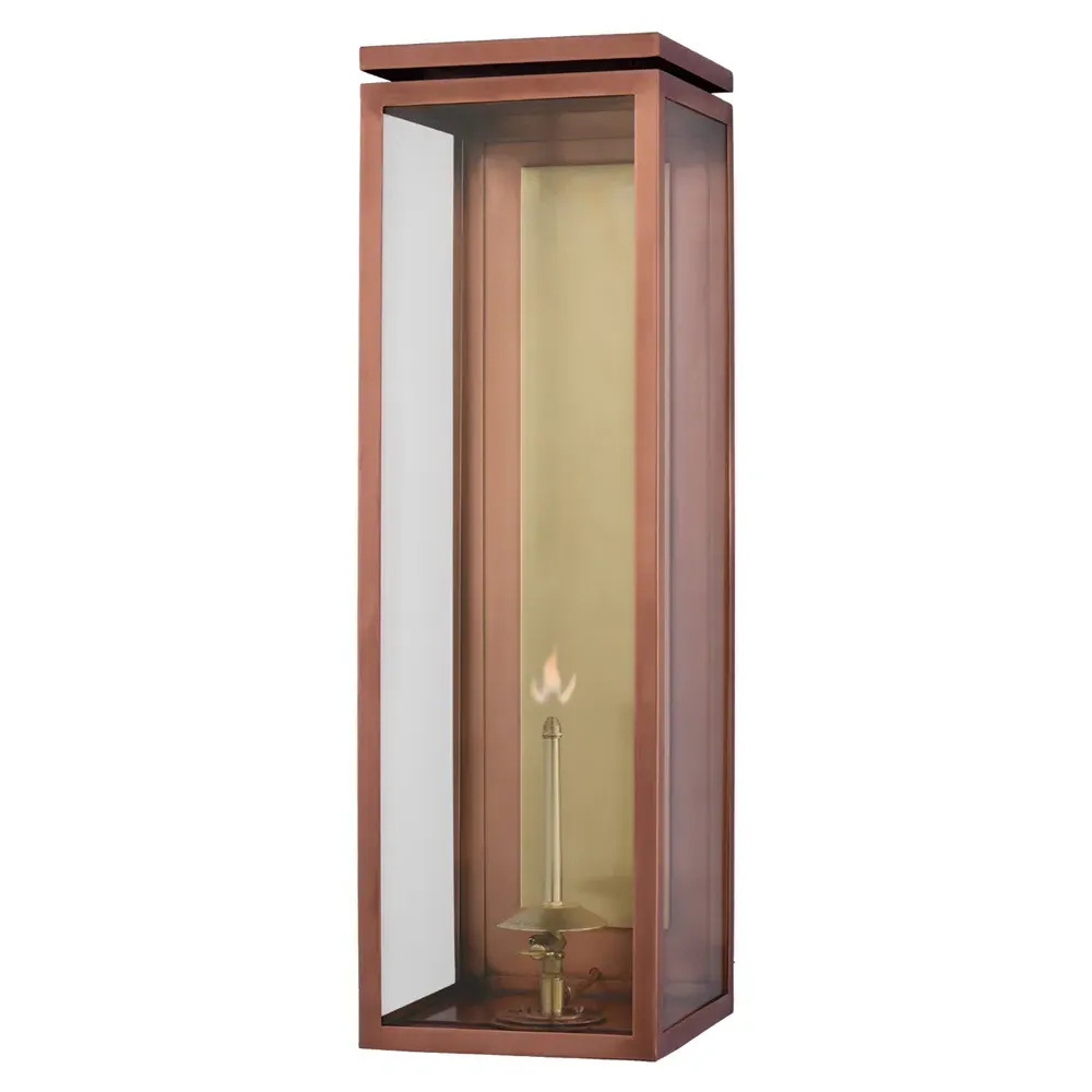 Fresno Extra Large Outdoor Gas Wall Lantern - Soft Copper, Metal