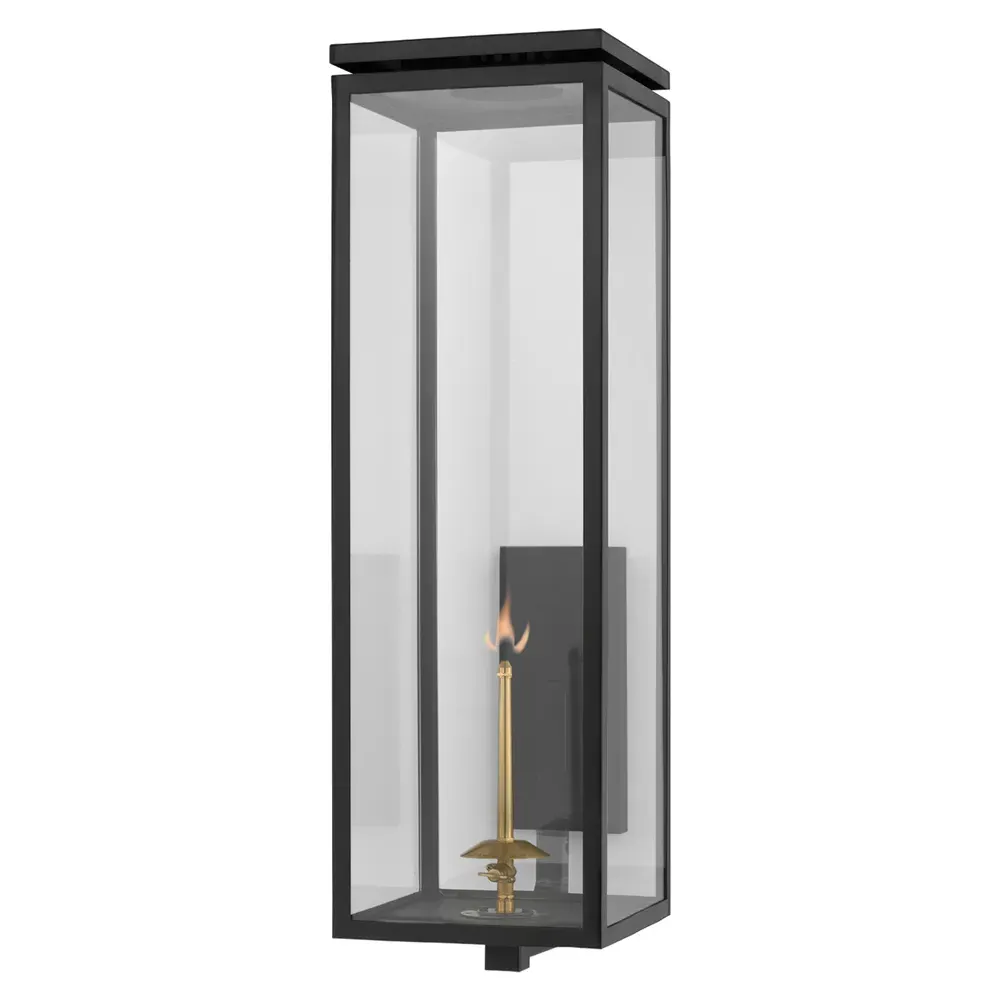 Fresno Grande Outdoor Gas Wall Lantern - Matte Black, Metal