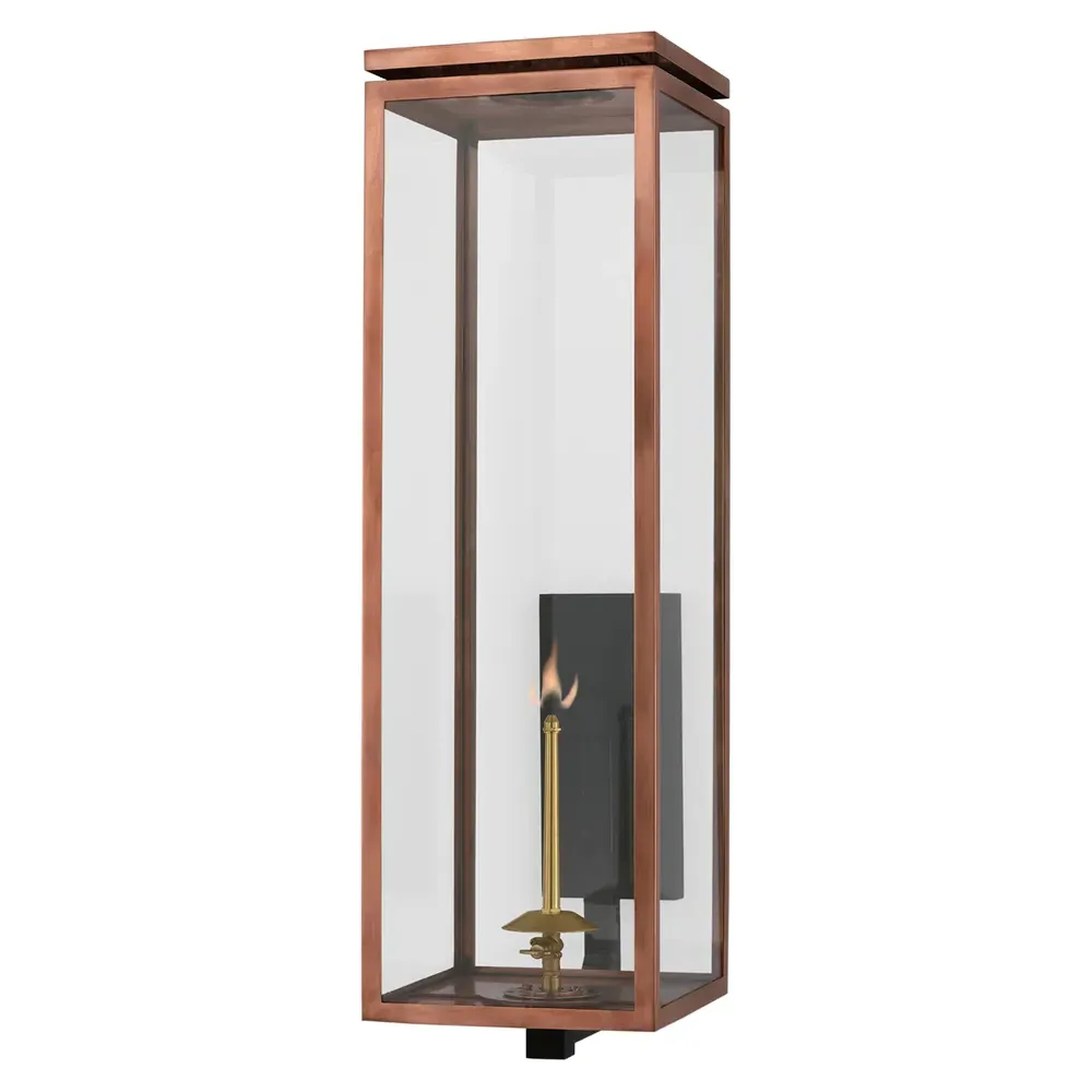 Fresno Grande Outdoor Gas Wall Lantern - Soft Copper, Metal
