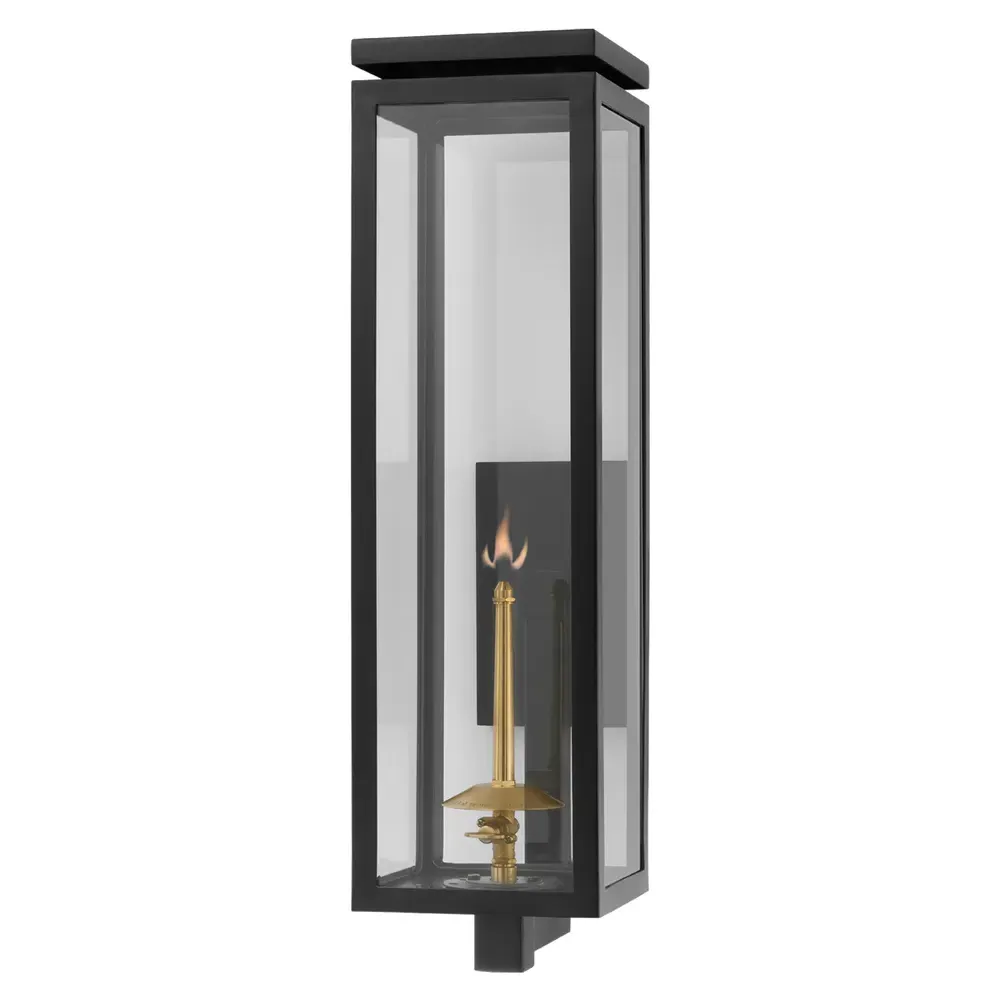 Fresno Large Outdoor Gas Wall Lantern - Matte Black, Metal