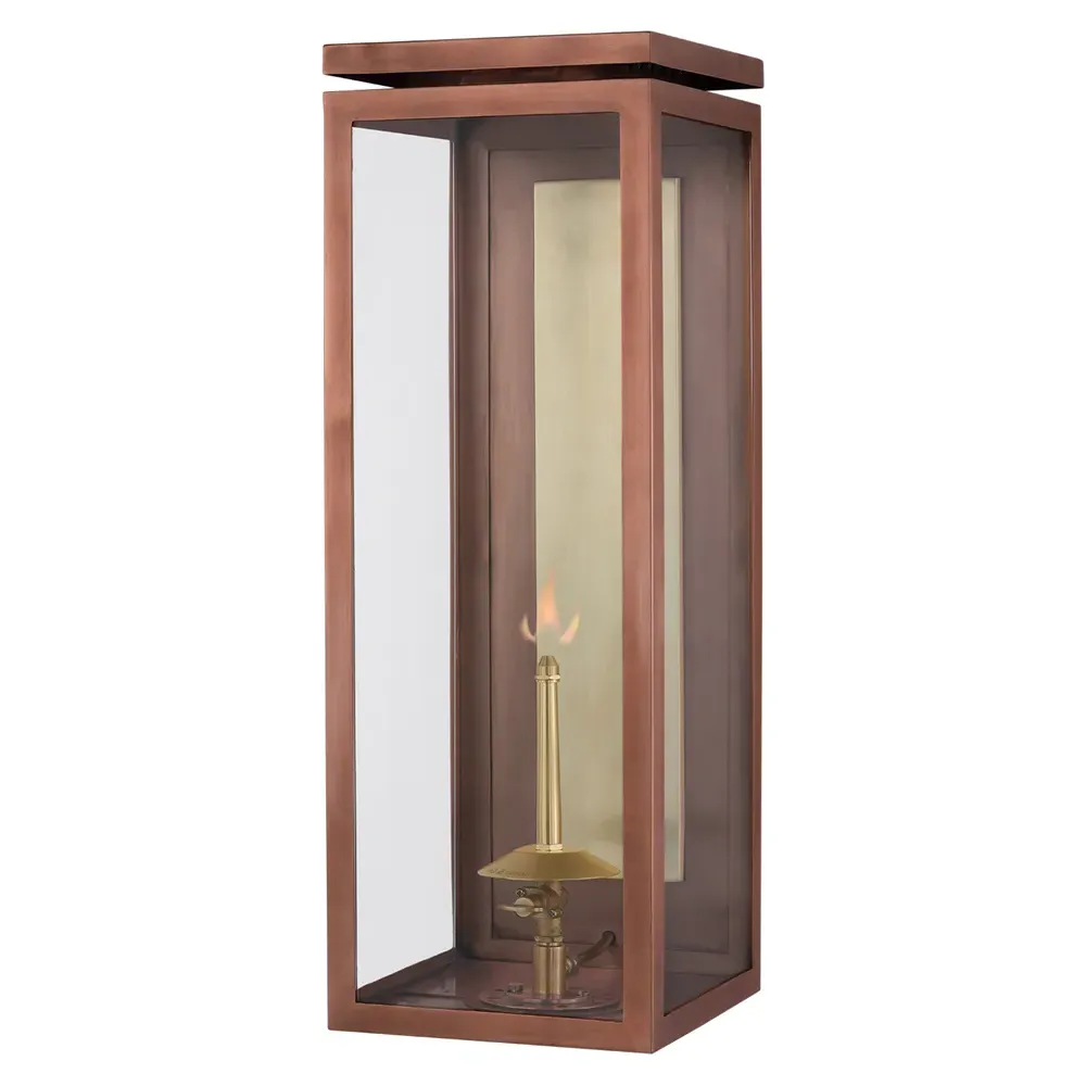 Fresno Large Outdoor Gas Wall Lantern - Soft Copper, Metal
