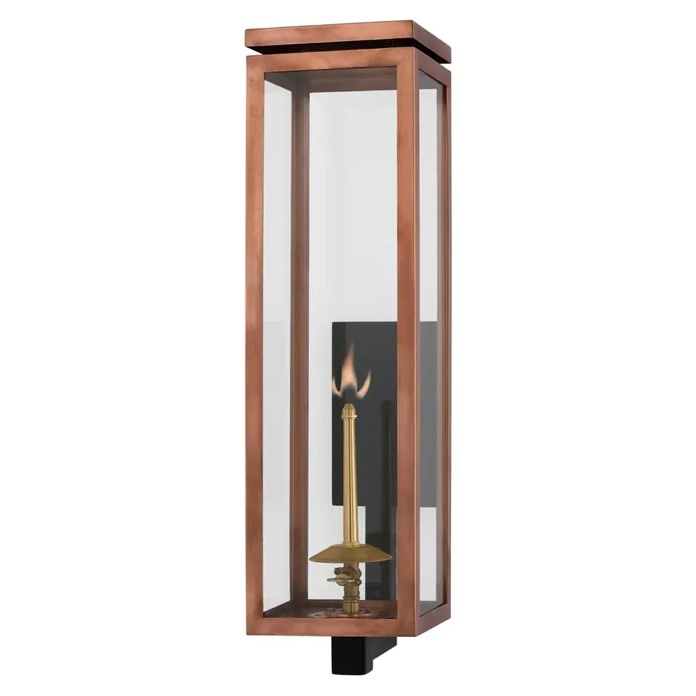 Fresno Large Outdoor Gas Wall Lantern - Soft Copper, Metal