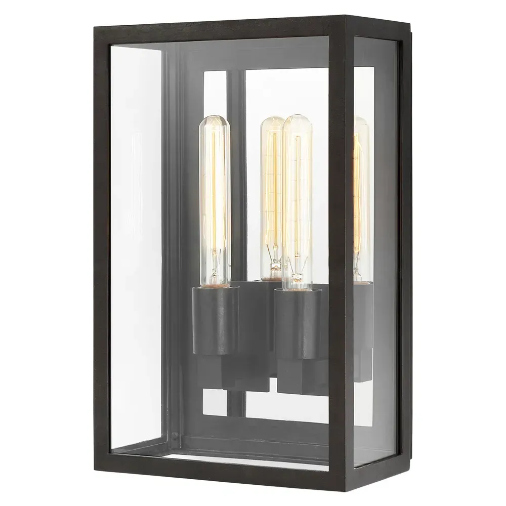 Fresno Medium 2 Light Wall Lantern - Black, Iron