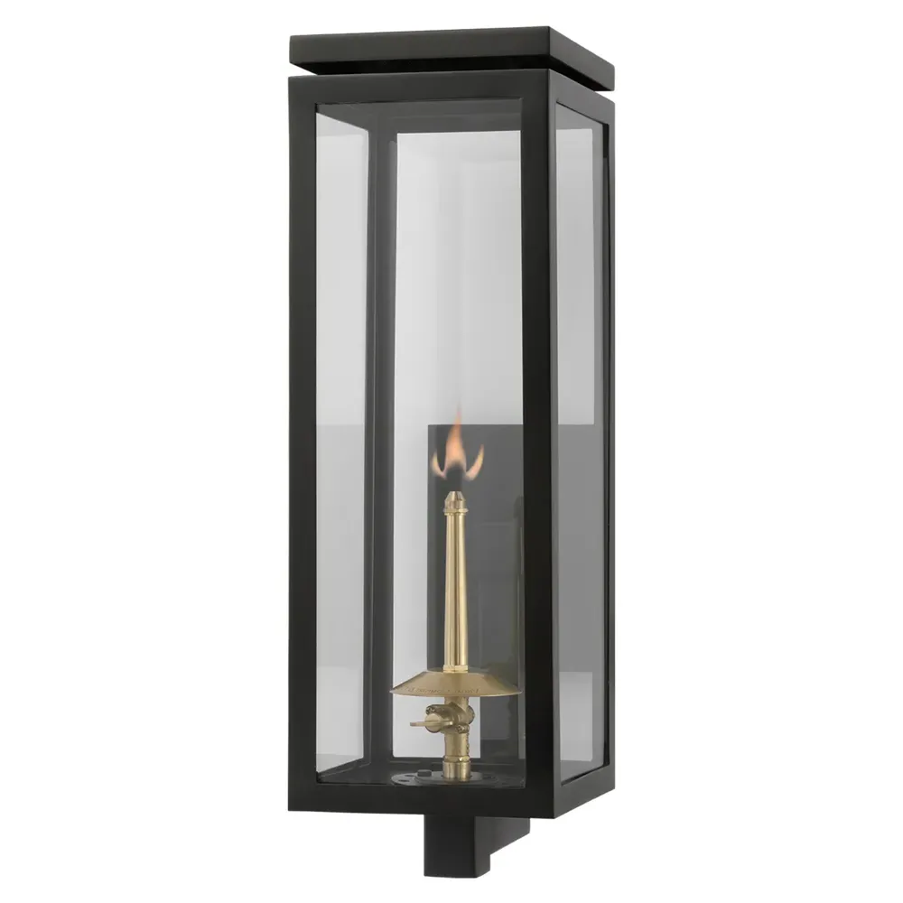 Fresno Medium Outdoor Gas Wall Lantern - Matte Black, Metal
