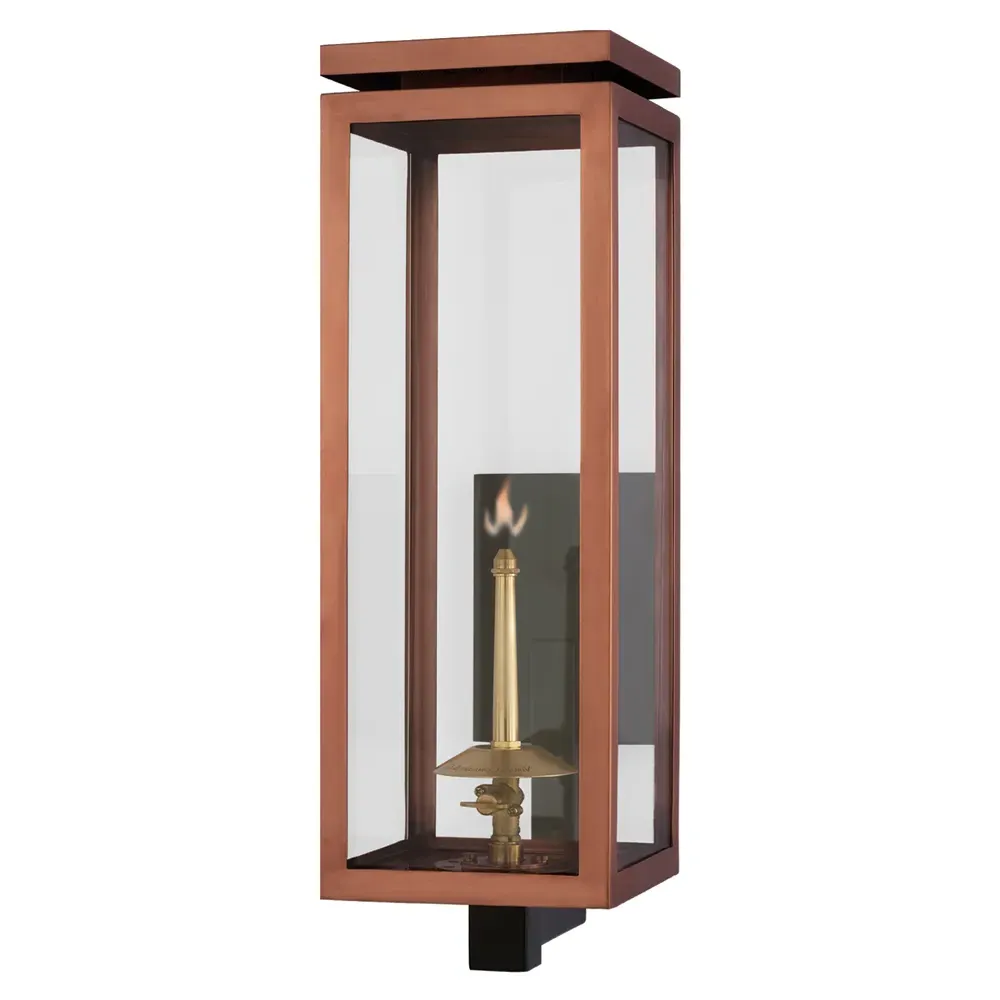 Fresno Medium Outdoor Gas Wall Lantern - Soft Copper, Metal