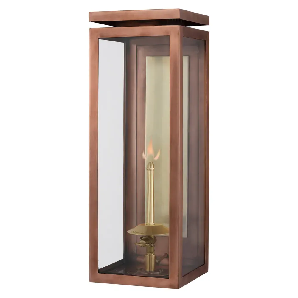 Fresno Medium Outdoor Gas Wall Lantern - Soft Copper, Metal image