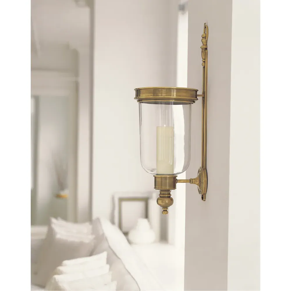 Georgian French Hurricane Wall Sconce - Antique Burnished Brass