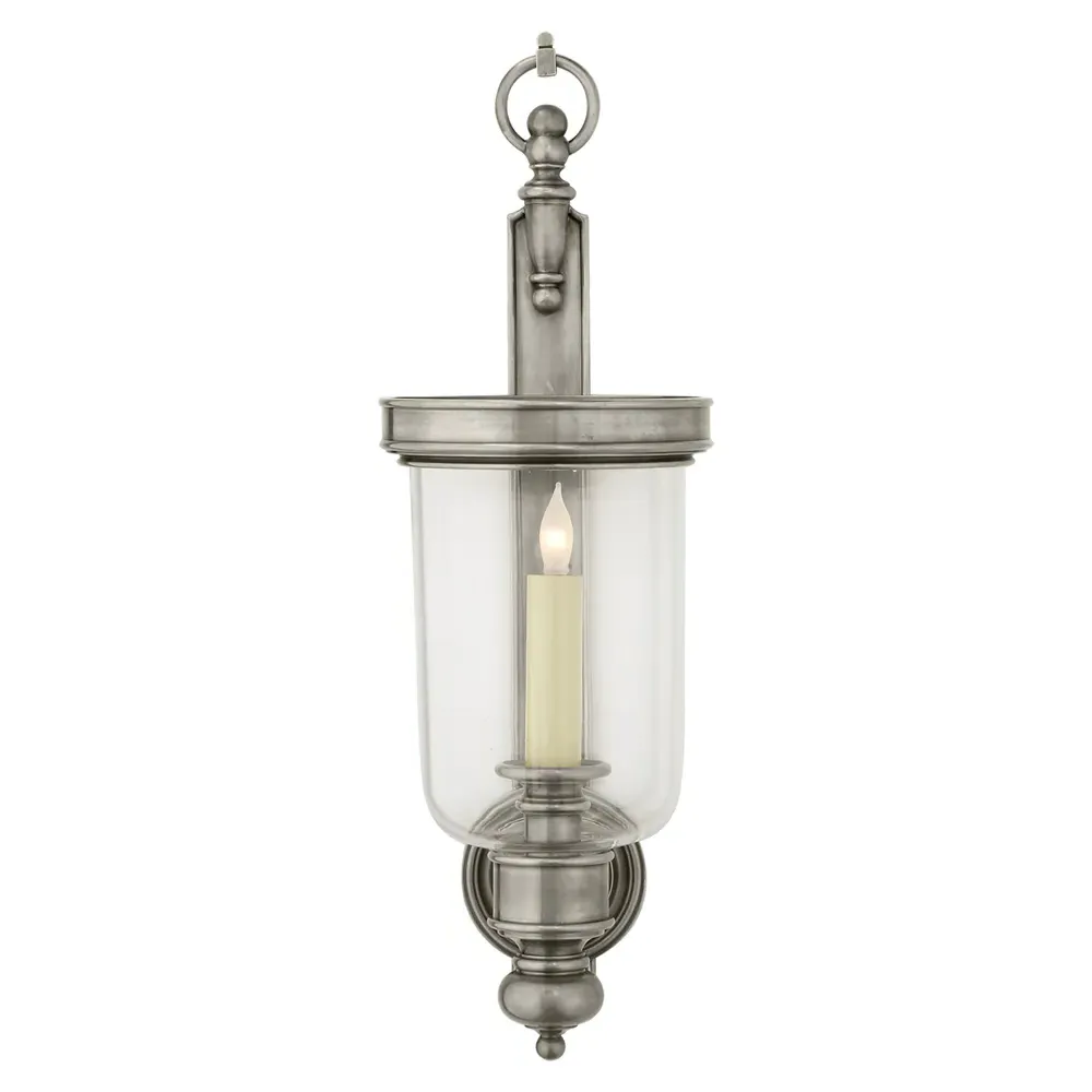 Georgian French Hurricane Wall Sconce - Antique Nickel, Metal