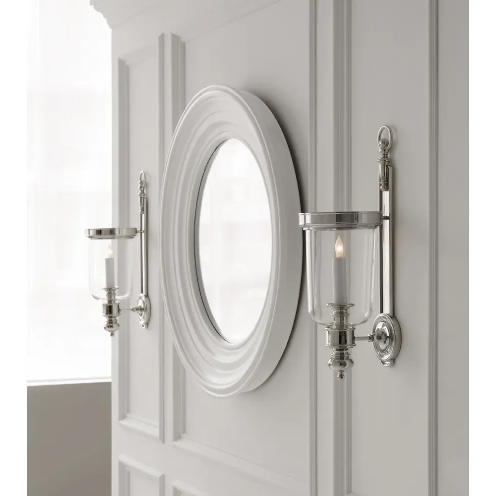 Georgian French Hurricane Wall Sconce - Polished Nickel, Metal