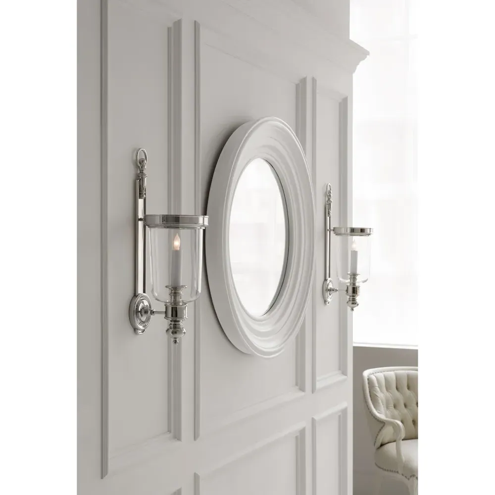 Georgian French Hurricane Wall Sconce - Polished Nickel, Metal