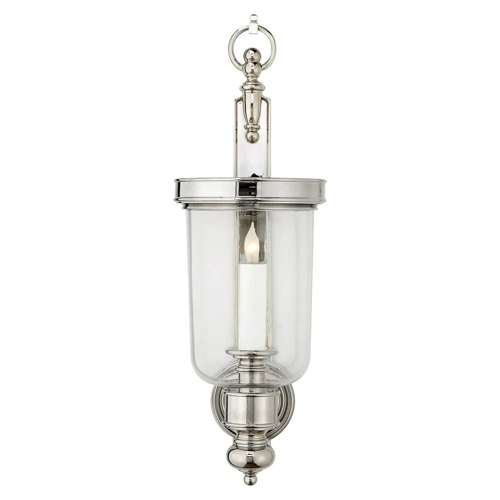 Georgian French Hurricane Wall Sconce - Polished Nickel, Metal