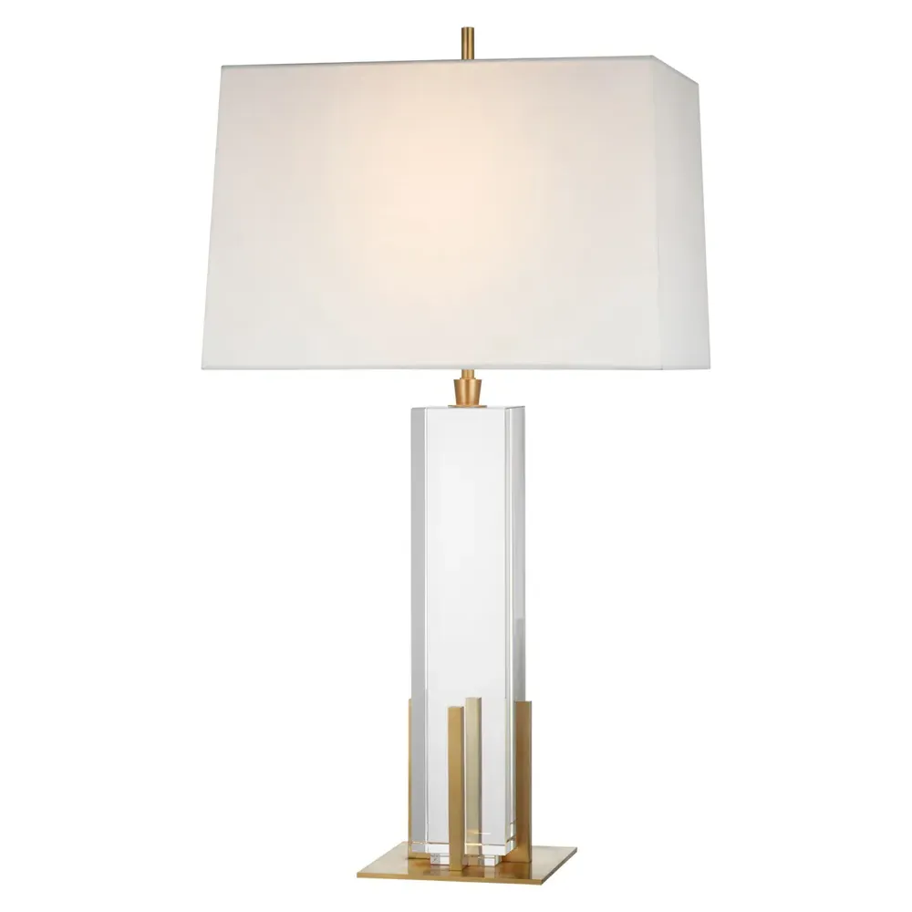 Gironde Square Accent Table Lamp - Crystal, Antique Brass