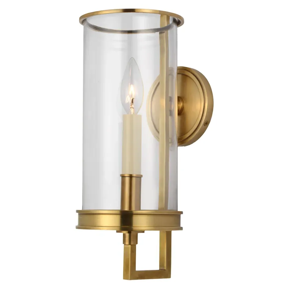 Glendon Hurricane Glass Wall Sconce - Burnished Brass, Metal image
