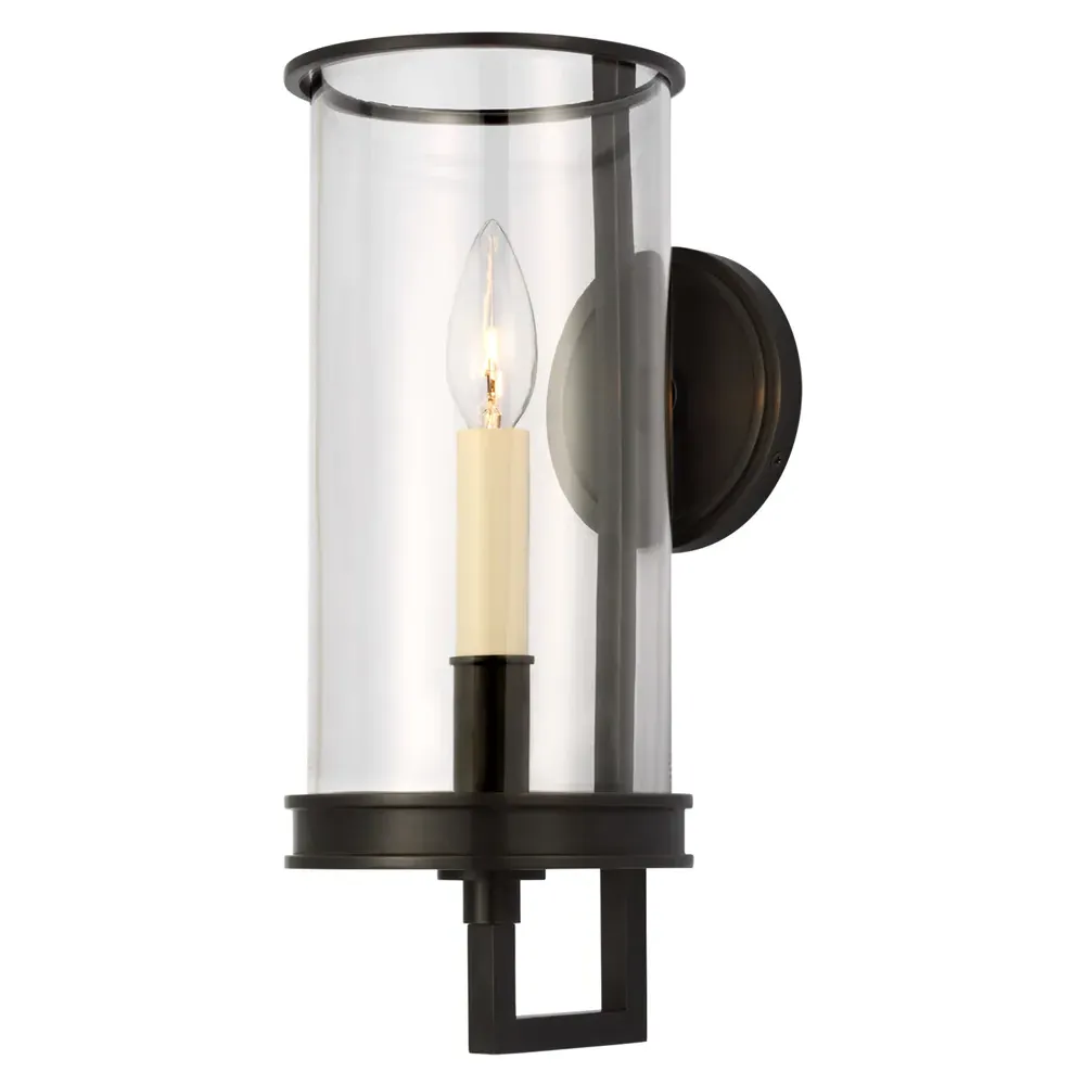 Glendon Hurricane Glass Wallchiere Sconce - Bronze, Metal image
