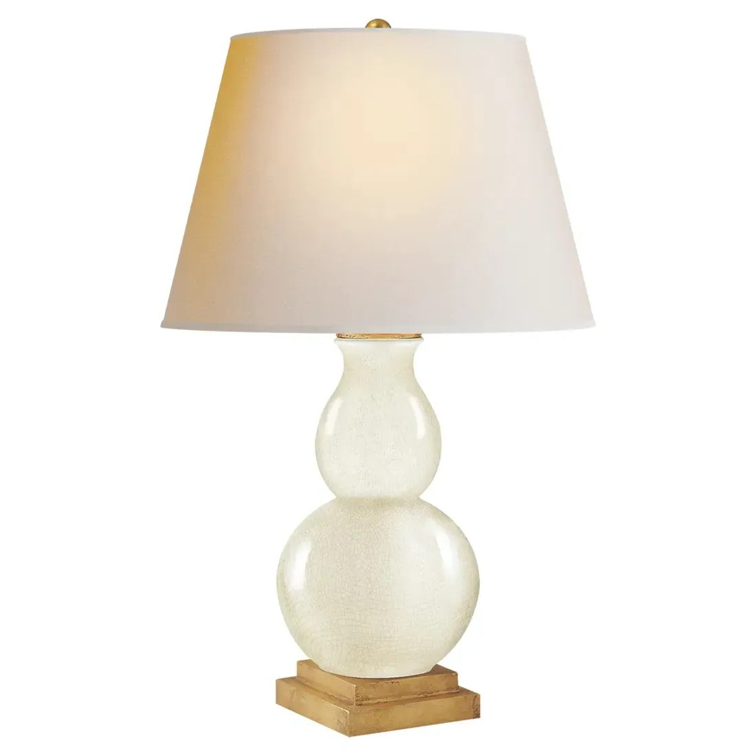 Gourd Form Small Table Lamp - Tea Stain, Ceramic