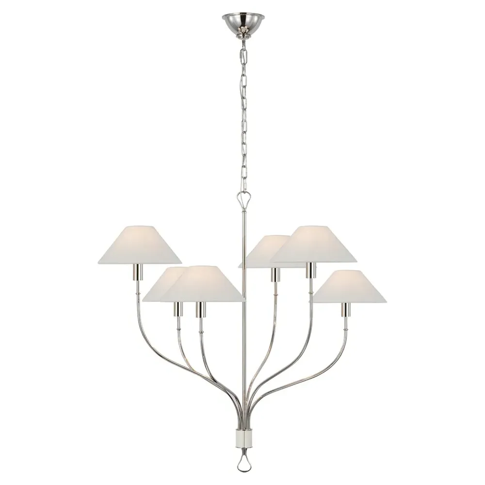 Griffin Staggered Tail Chandelier - Polished Nickel, Brass