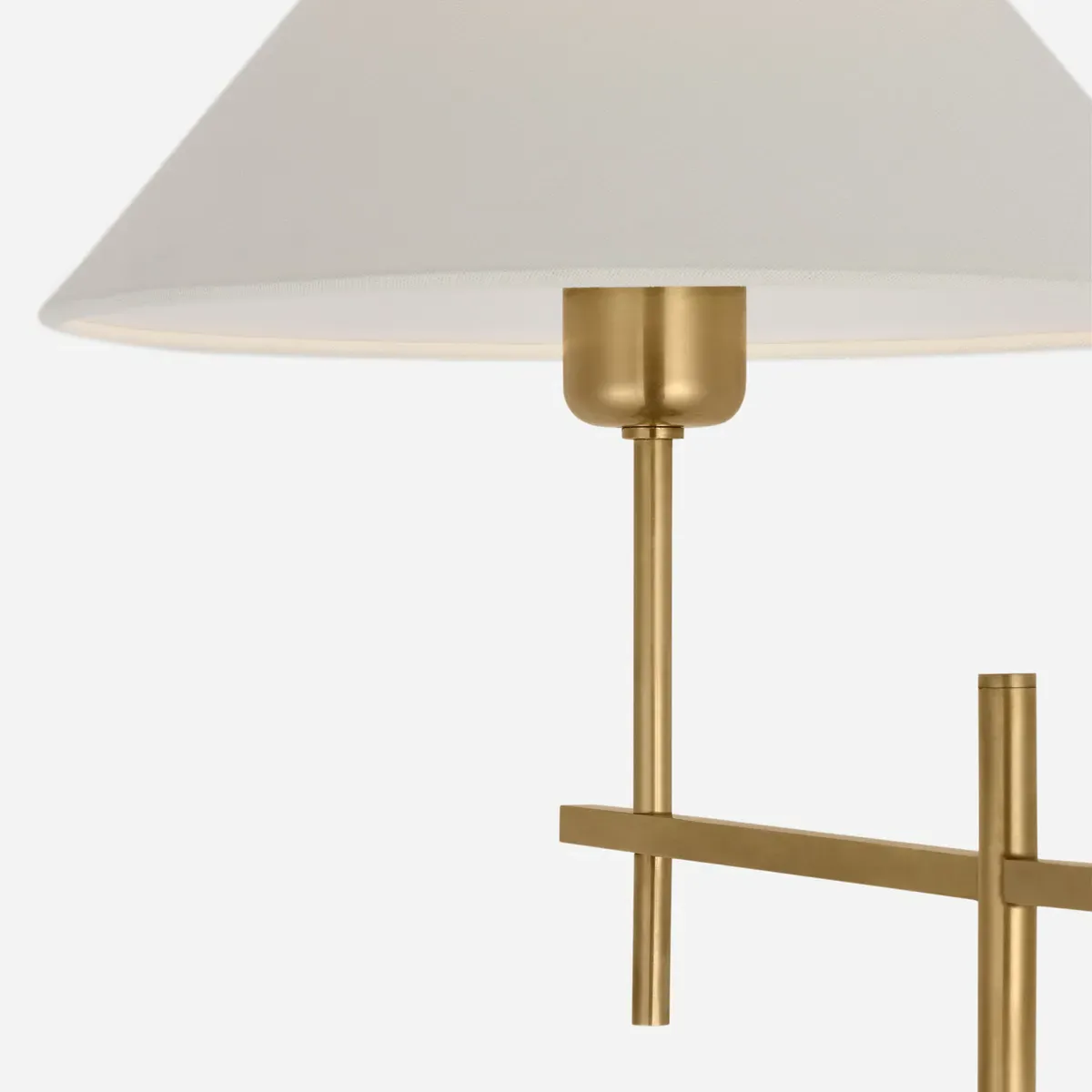 Hackney Cordless Bridge Arm Floor Lamp - Antique Brass, Metal