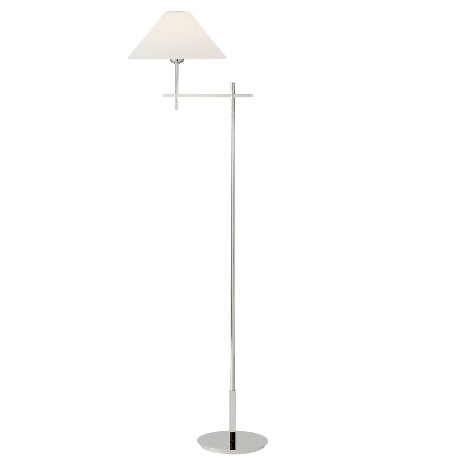 Hackney Cordless Bridge Arm Floor Lamp - Polished Nickel, Metal