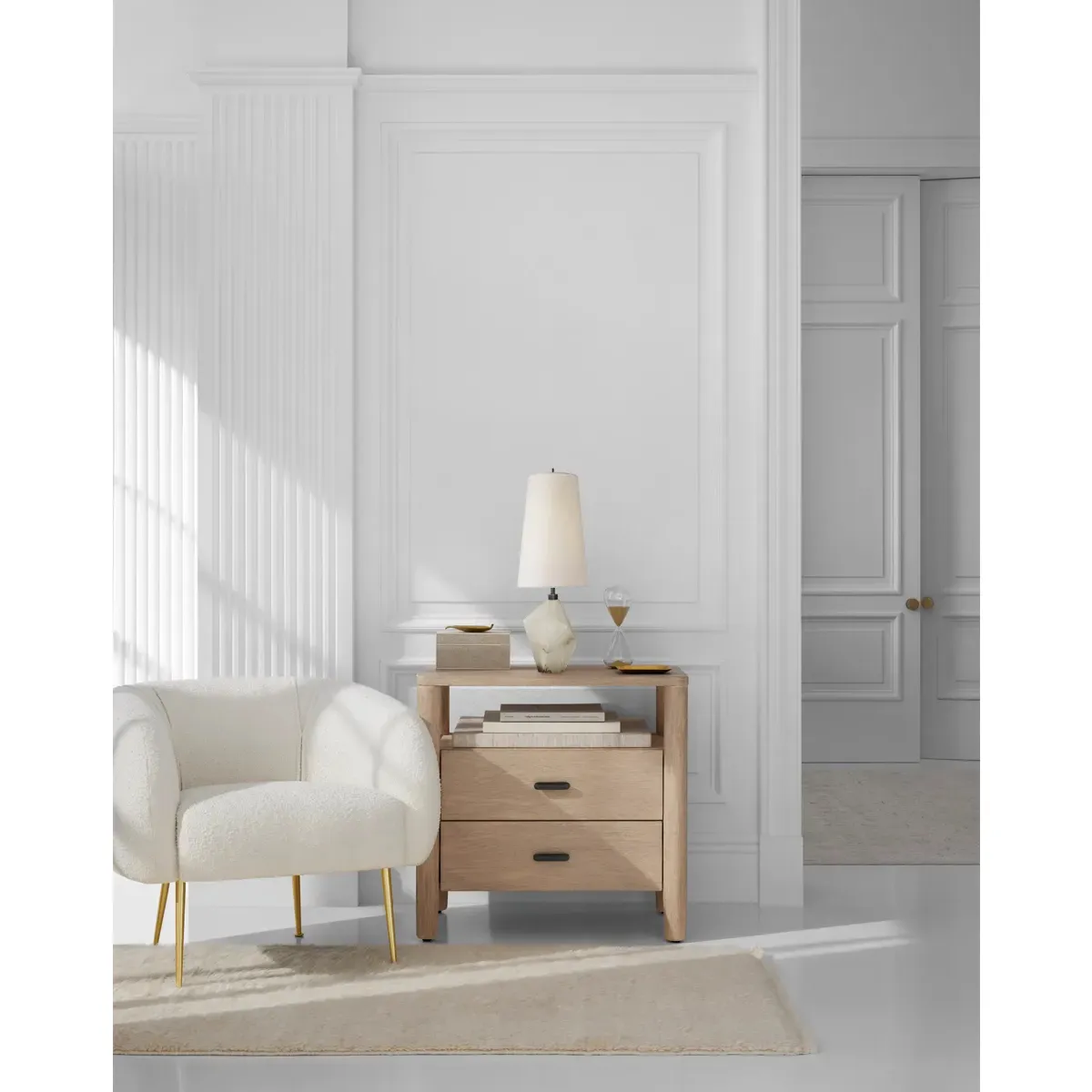 Halcyon Round Accent Table Lamp - Alabaster, Linen