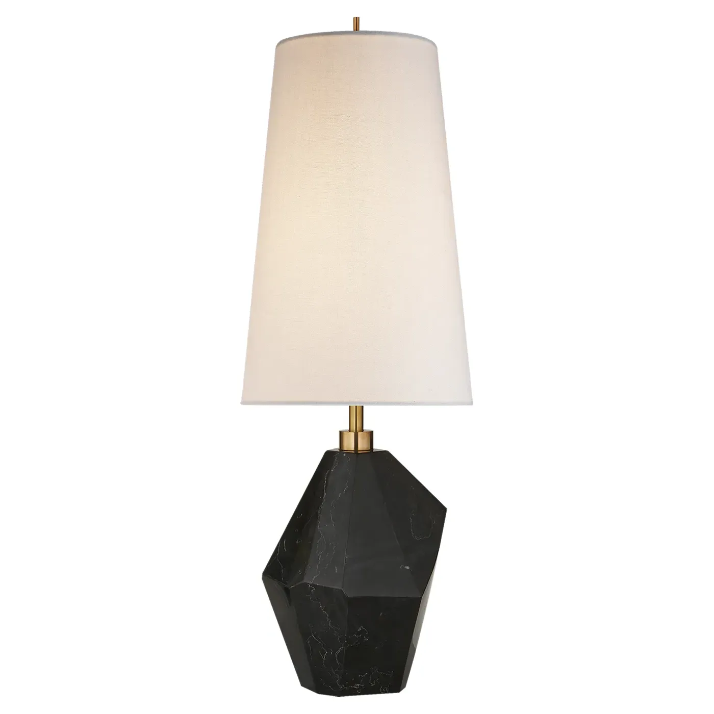 Halcyon Table Lamp with Linen Shade - Black Cremo Marble image